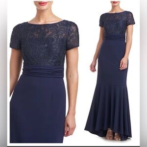 JS Collections Navy Lace Maxi Dress